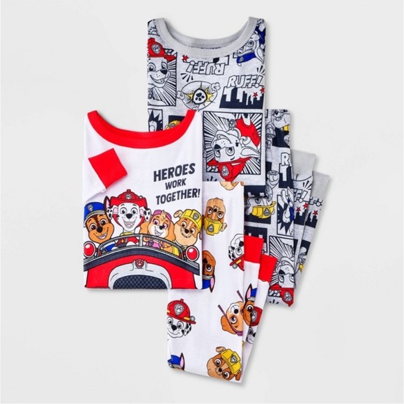 NWT Toddler Boys 4pc Snug Fit PAW Patrol Cotton Pajama Set - White 12M, 18M - Picture 1 of 4